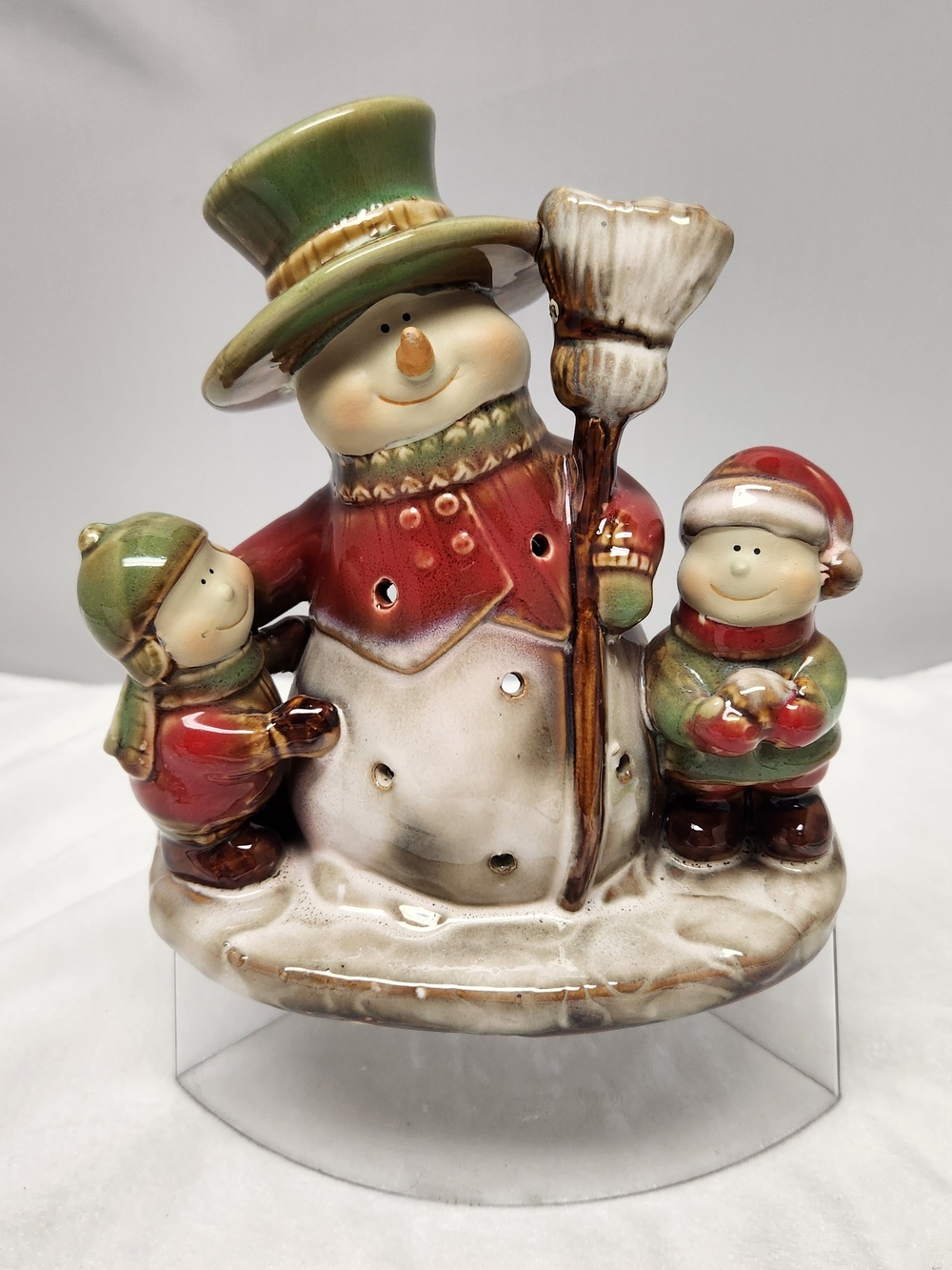 Yankee Candle Green-Hat Snowman with Carolers Ceramic Figurine